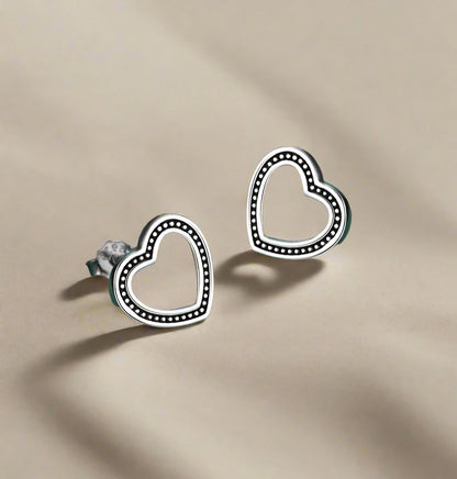 925 Sterling Silver Heart Stud Earrings