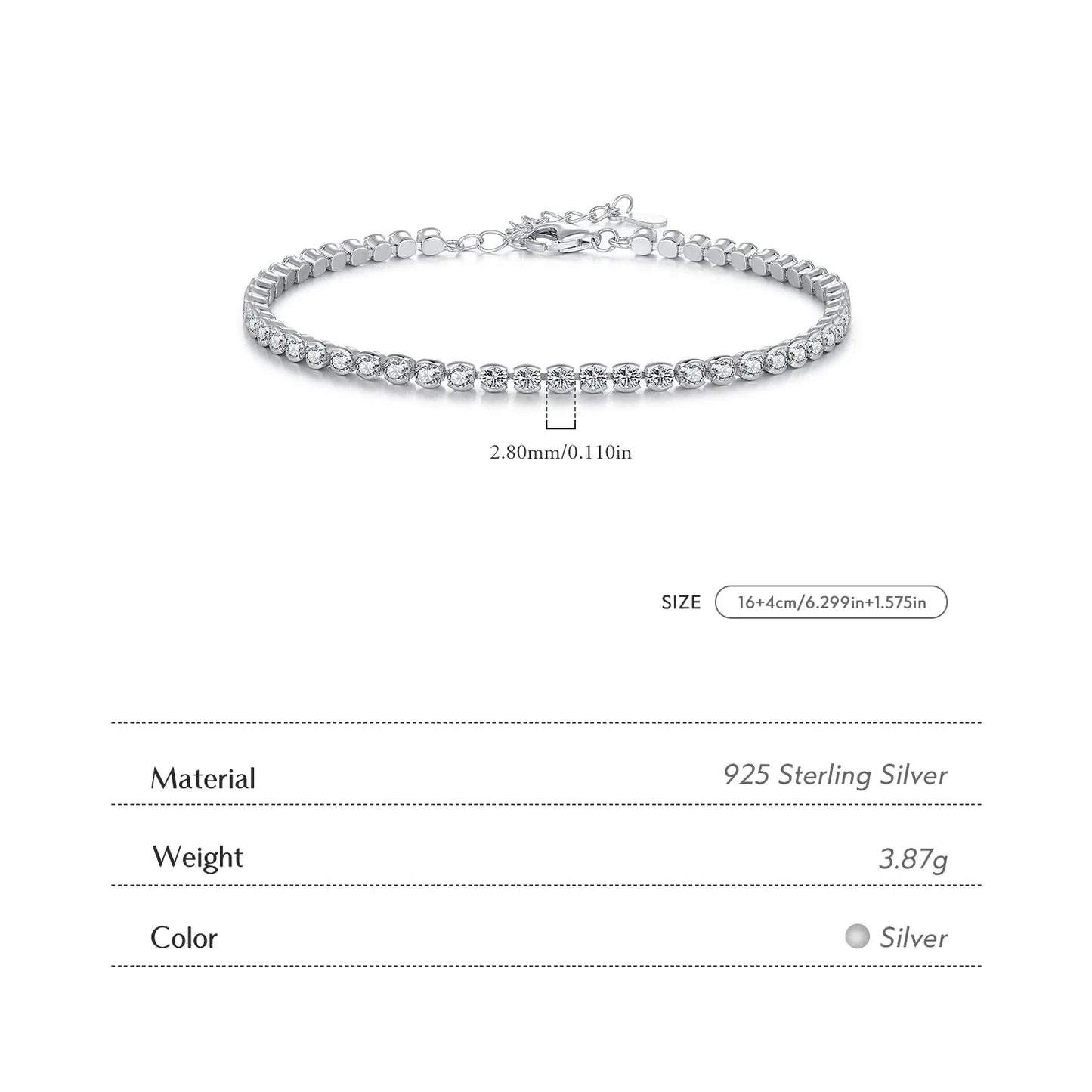 925 Sterling Silver CZ Tennis Bracelet