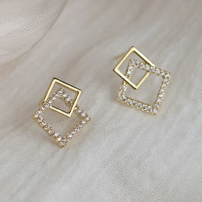 Geometric Double Layers Rhombus Earrings