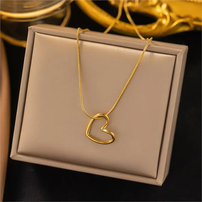 Gold Or Silver Stainless Steel Twist Heart Pendant Necklace