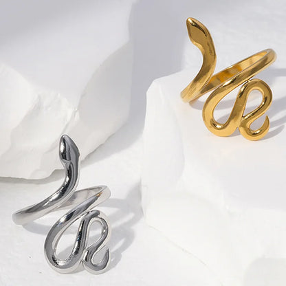 Gold Or Silver Stainless Steel Snake Rings Adjustable Opening