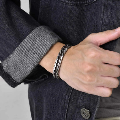 Vintage Grey Stainless Steel Cuban Chain Bracelets