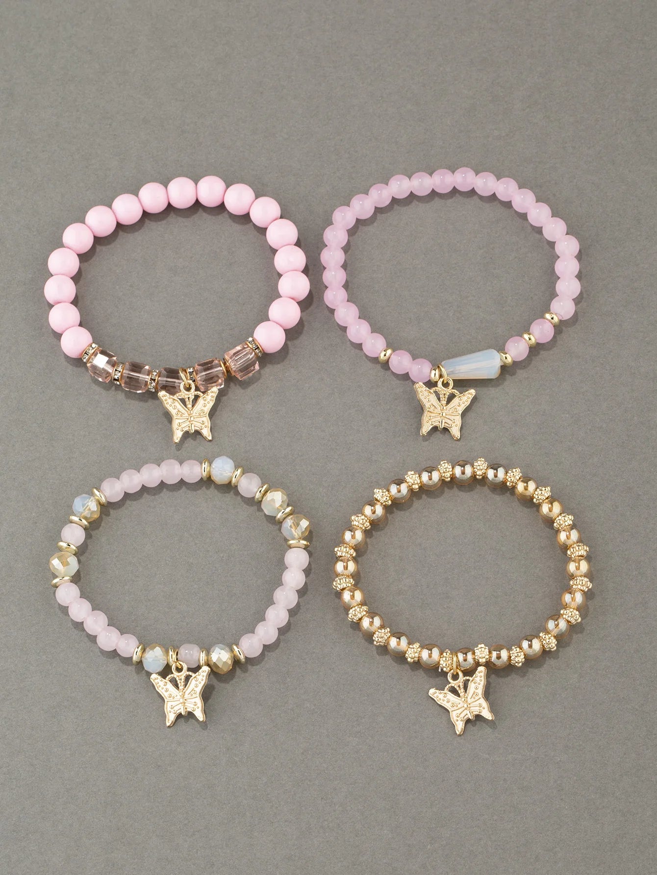 4Pcs Butterfly Charm Bracelet (7 Color Choice)