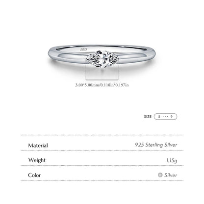 925 Sterling Silver Marquise Cut Cubic Zirconia Ring