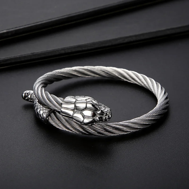 Stainless Steel Spiral Snake Bangle + 3 Other Different Styles