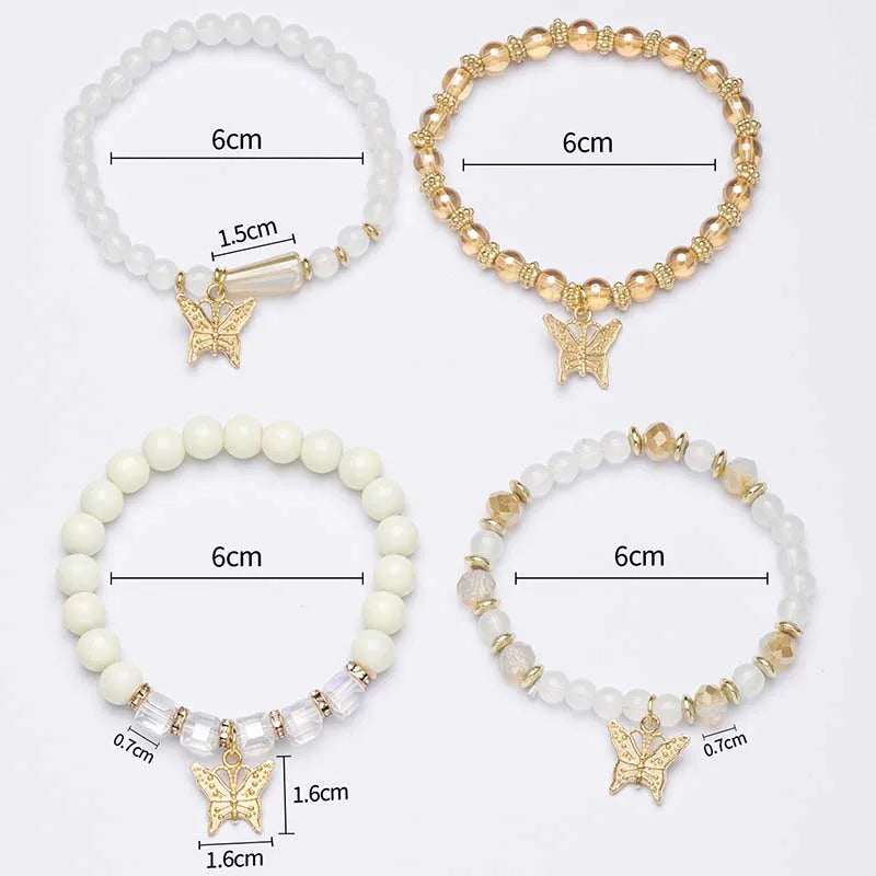 4Pcs Butterfly Charm Bracelet (7 Color Choice)