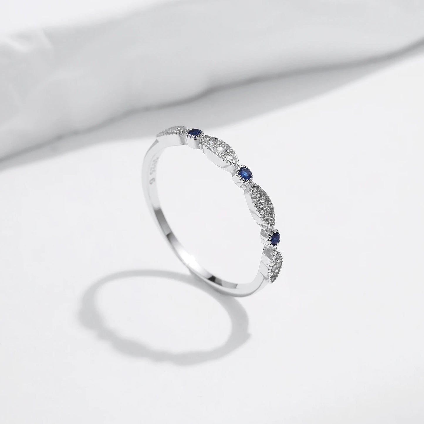 925 Sterling Silver Blue & White CZ Eternity Ring