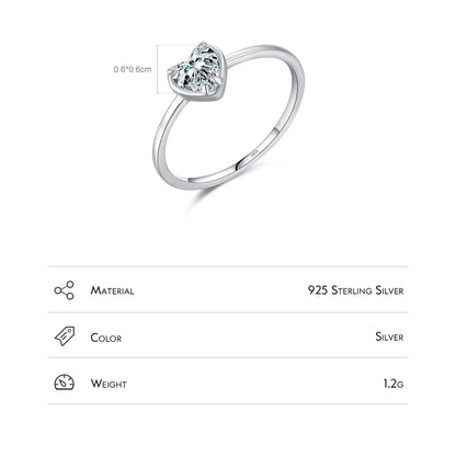 925 Sterling Silver Heart Zirconia Ring