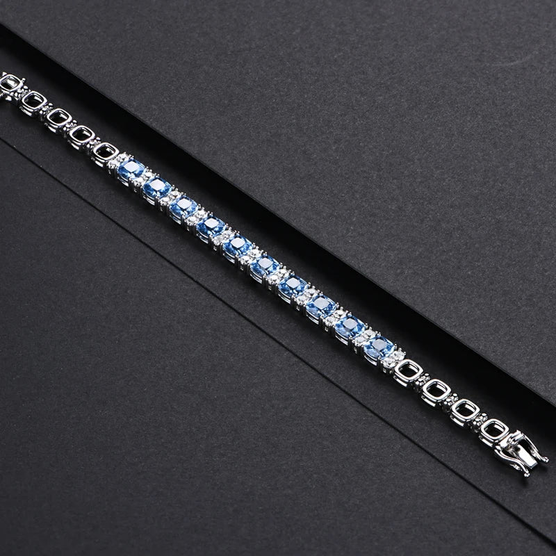 925 Silver Jewelry Blue Spinel Bracelet 1.0CT Tennis Bracelets