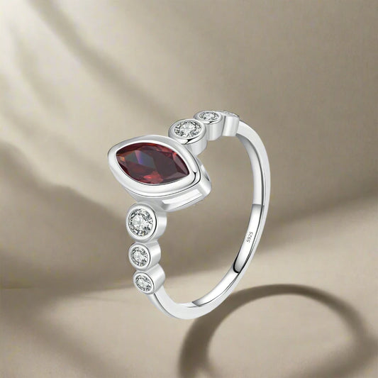 925 Sterling Silver Rhodolite Zirconia Ring