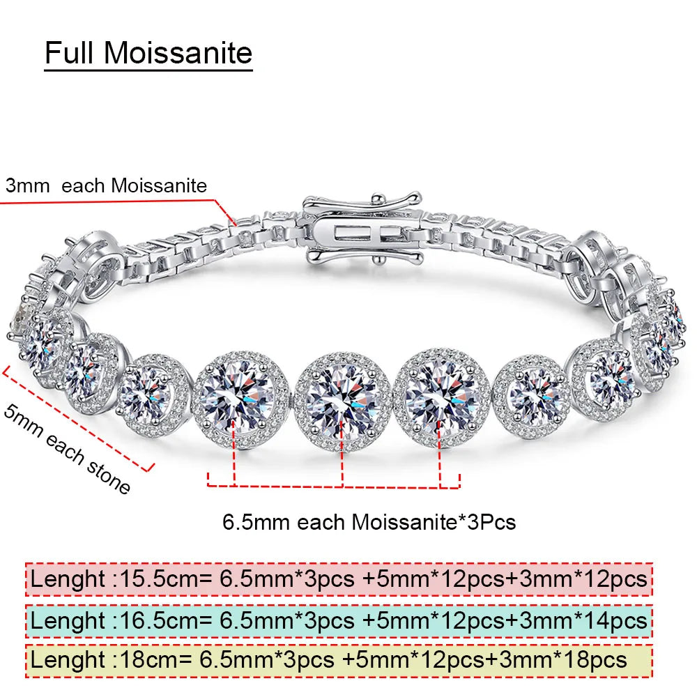 925 Sterling Silver 10ct Moissanite Bracelet