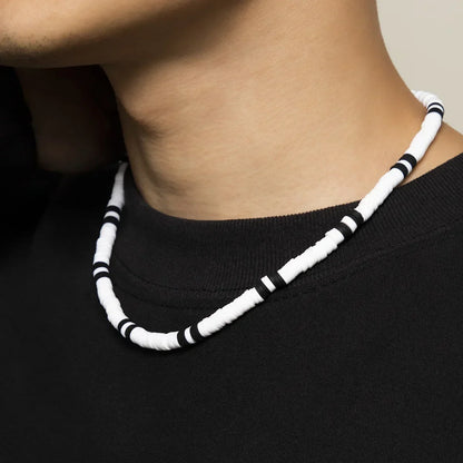 White Or Black Soft Polymer Beaded Necklace