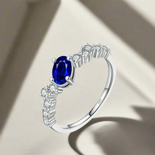 925 Sterling Silver Classic Royal Blue Zirconia Ring