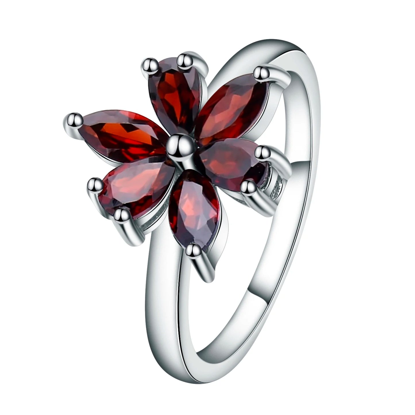 925 Silver Ring Natural Garnet Ring (Yellow, Rose & White Gold)