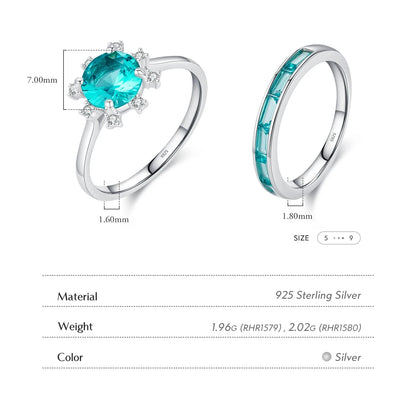 925 Sterling Silver Crown Paraiba Zirconia Rings