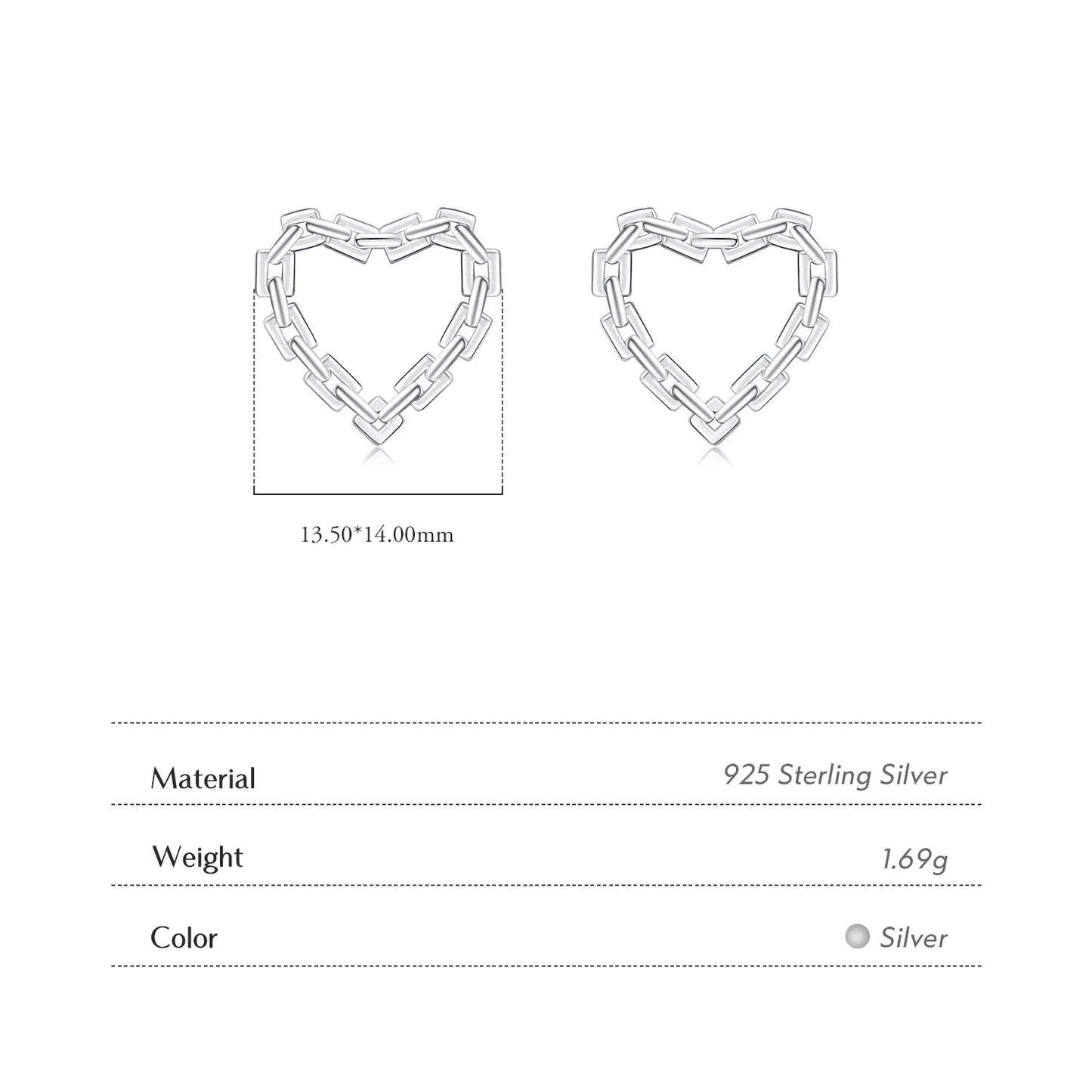 925 Sterling Silver Heart Lock Earrings