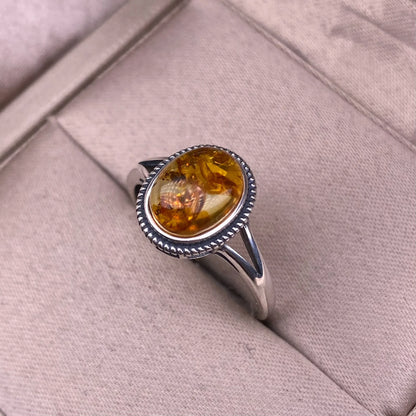 Amber Color 925 Sterling Silver