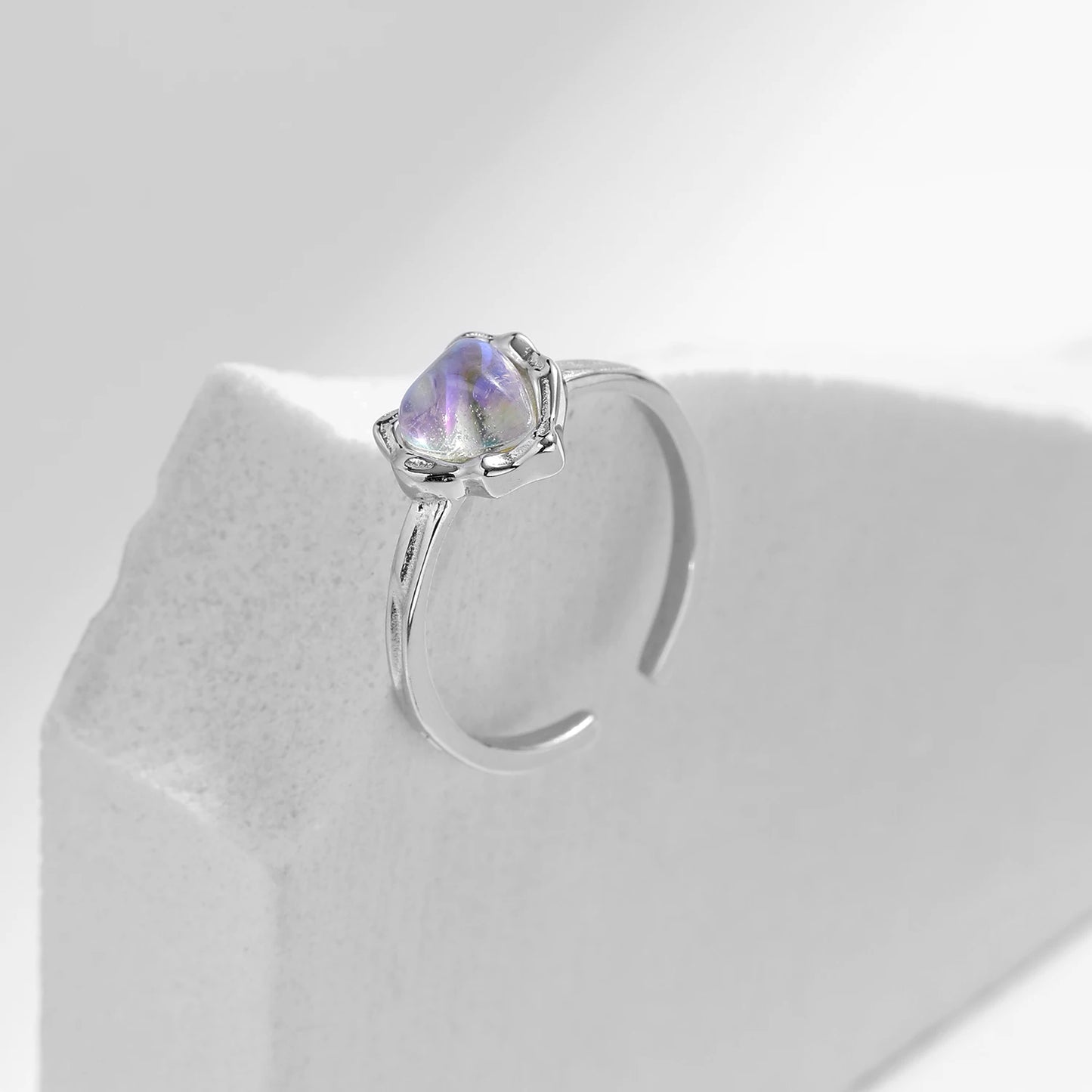 925 Sterling Silver Moonstone Adjustable Ring