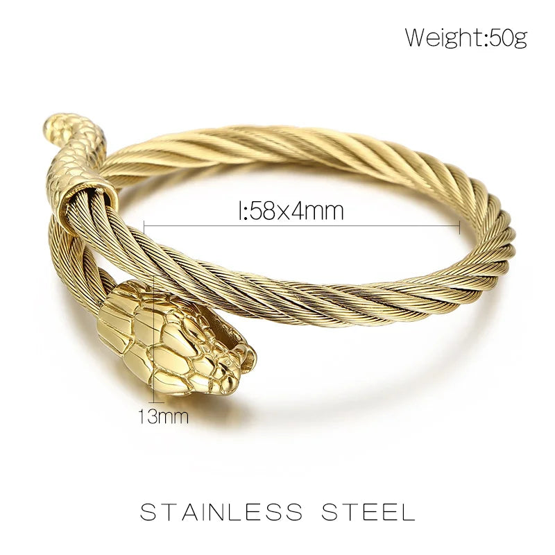 Stainless Steel Spiral Snake Bangle + 3 Other Different Styles