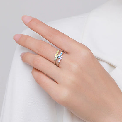 925 Sterling Silver Rainbow Enamel Ring