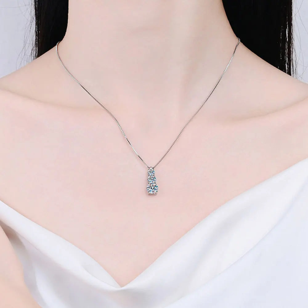 Moissanite Diamond Or CZ Necklace 925 Sterling Silver