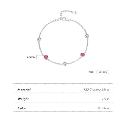 925 Round Red CZ Bracelet