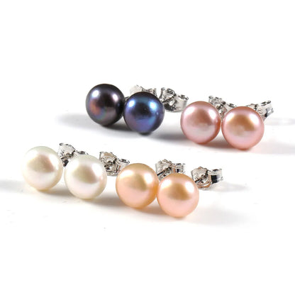 Genuine Natural Freshwater Pearl Stud Earrings