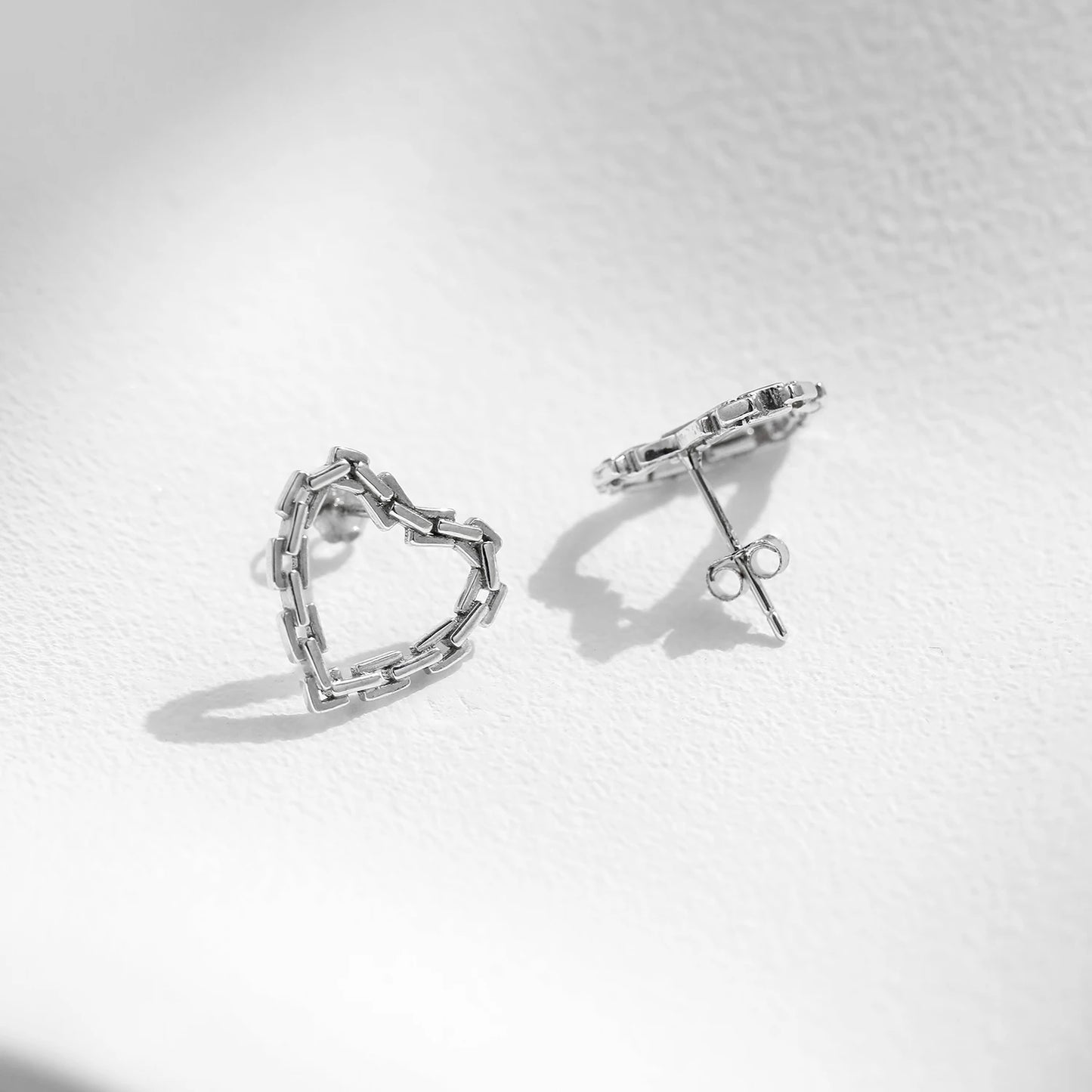 925 Sterling Silver Heart Lock Earrings