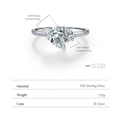 925 Sterling Silver Pear Drop CZ Ring