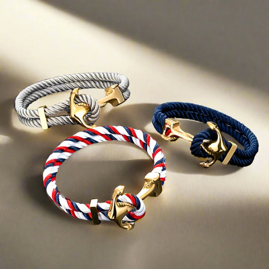 Multi Color Choice Stainless Steel Woven Multilayer Survival Rope Anchor Bracelets