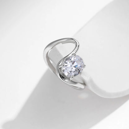 925 Sterling Silver Geometric Oval CZ Ring