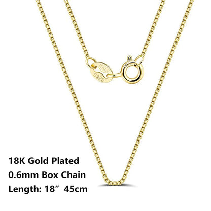 925 Sterling Silver Box Chain Necklace 40-60cm