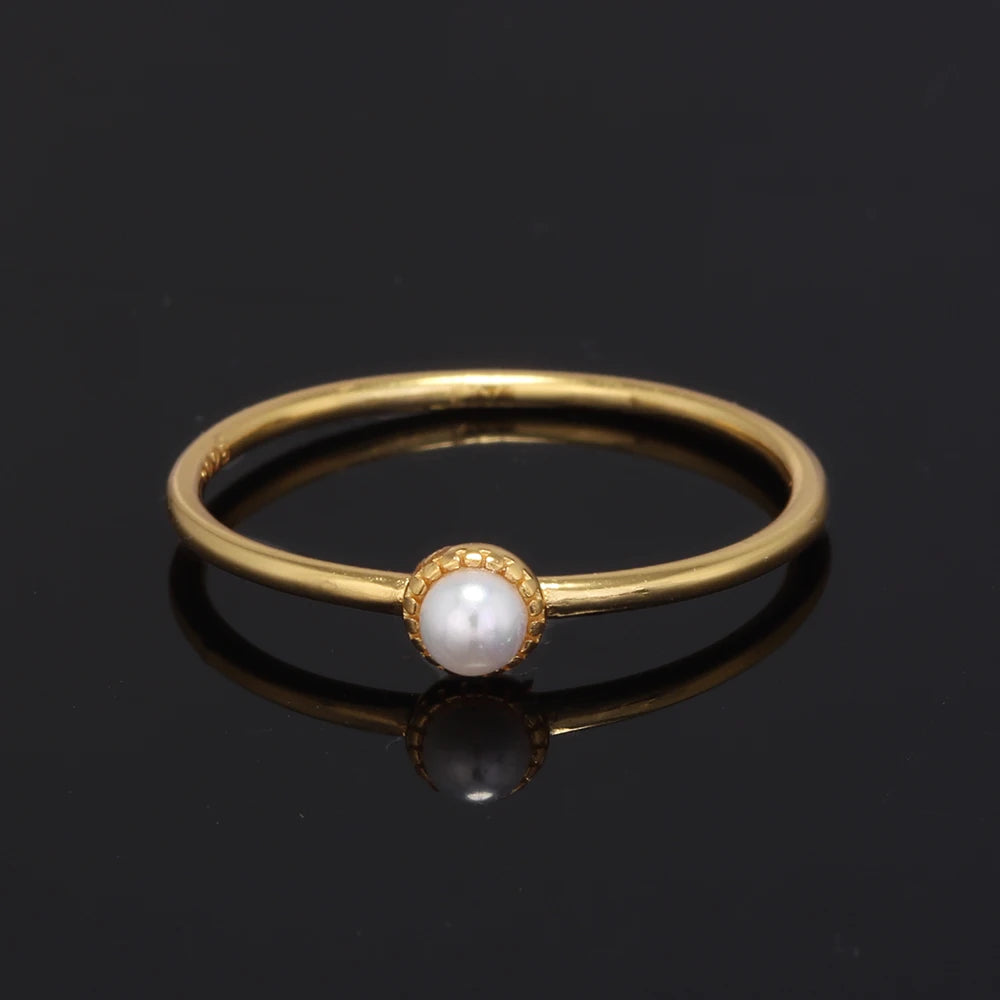 925 Sterling Silver Small Pearl Ring