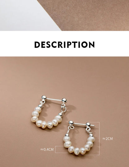 925 Sterling Silver Baroque Irregular Pearl Hoop Earrings