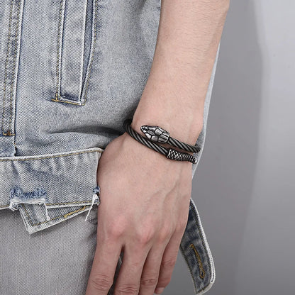 Stainless Steel Spiral Snake Bangle + 3 Other Different Styles