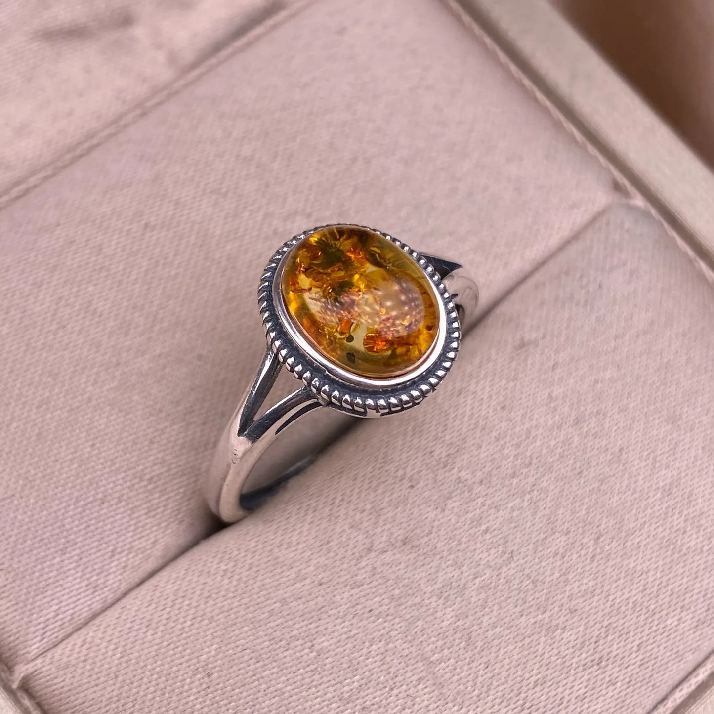 Amber Color 925 Sterling Silver