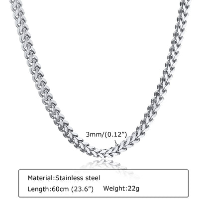 Stainless Steel Franco Chain 3mm