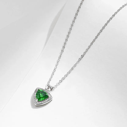 925 Sterling Silver Elegant Trillion Cut CZ Pendant Necklace