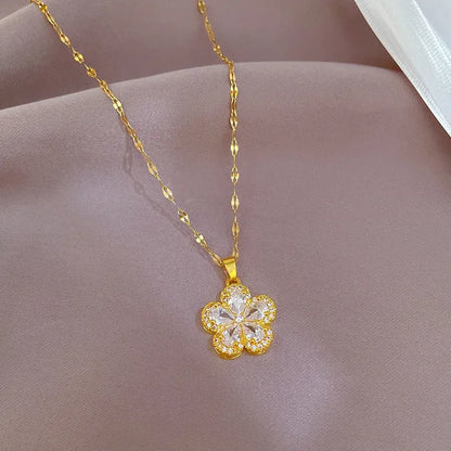 Stainless Steel CZ Flower Pendant Necklaces (15 Styles)