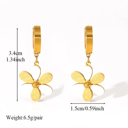 Stainless Steel Five Leaf Clover Stud Earrings (Multiple Choice)