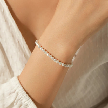 925 Sterling Silver 3MM/4MM/5MM Pearl Bracelet