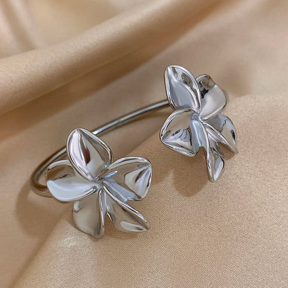 Stainless Double Flower Bangle