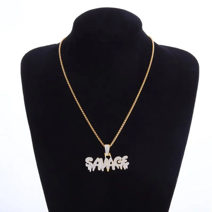 Hip Hop Iced Out Savage Pendant Necklace