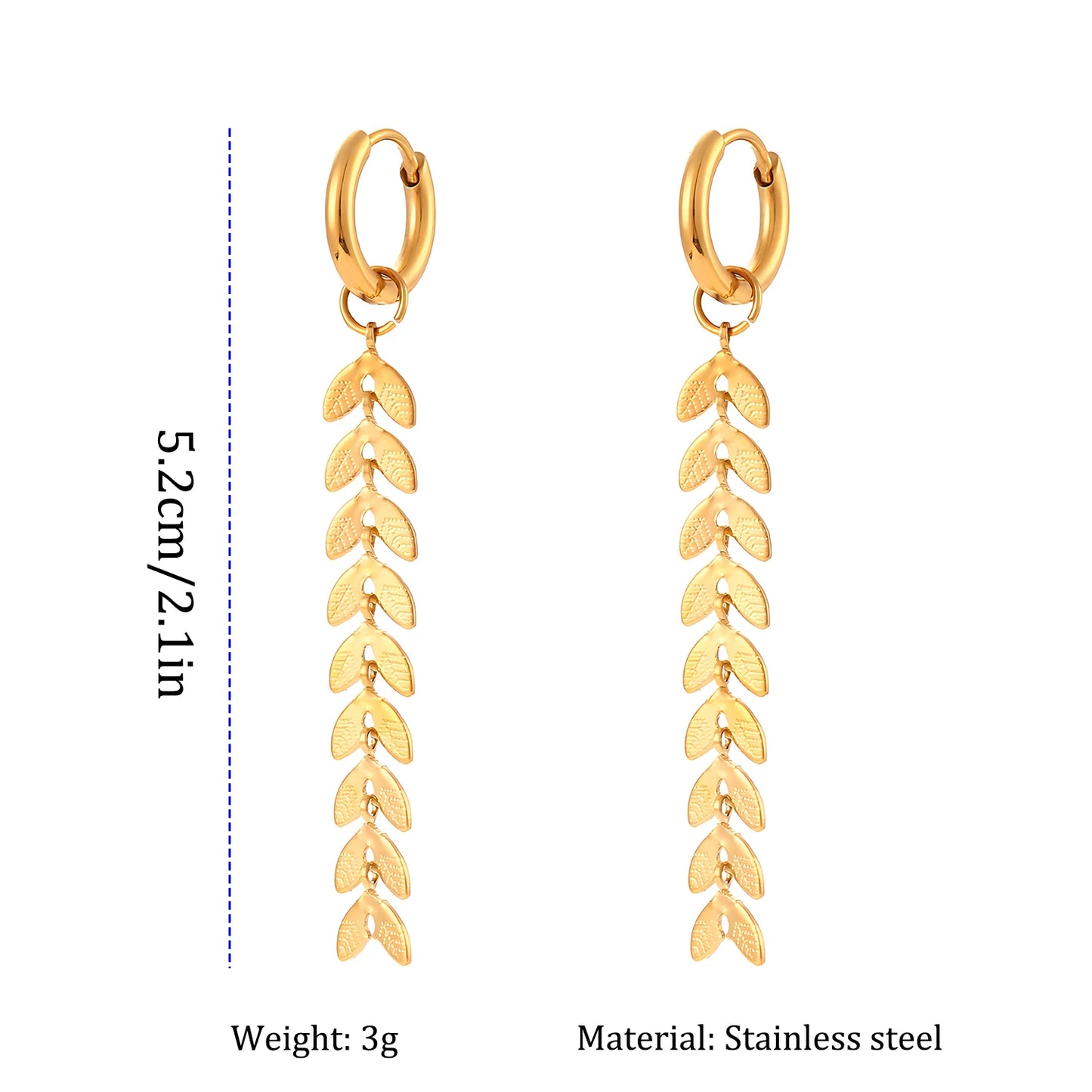 Gold Or Silver Stainless Steel Long Earrings