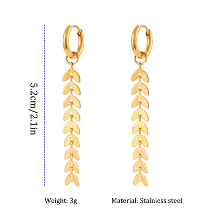 Gold Or Silver Stainless Steel Long Earrings