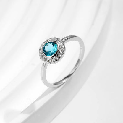 MODIAN 925 Sterling Silver Round Paraiba Color Cubic Zirconia