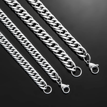 4.8-9.2mm Stainless Steel Cuban Link, 14 to 30 Inches