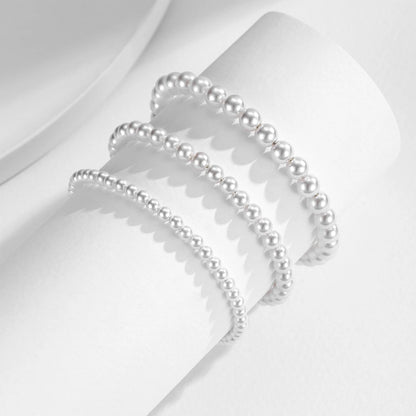 925 Sterling Silver 3MM/4MM/5MM Pearl Bracelet