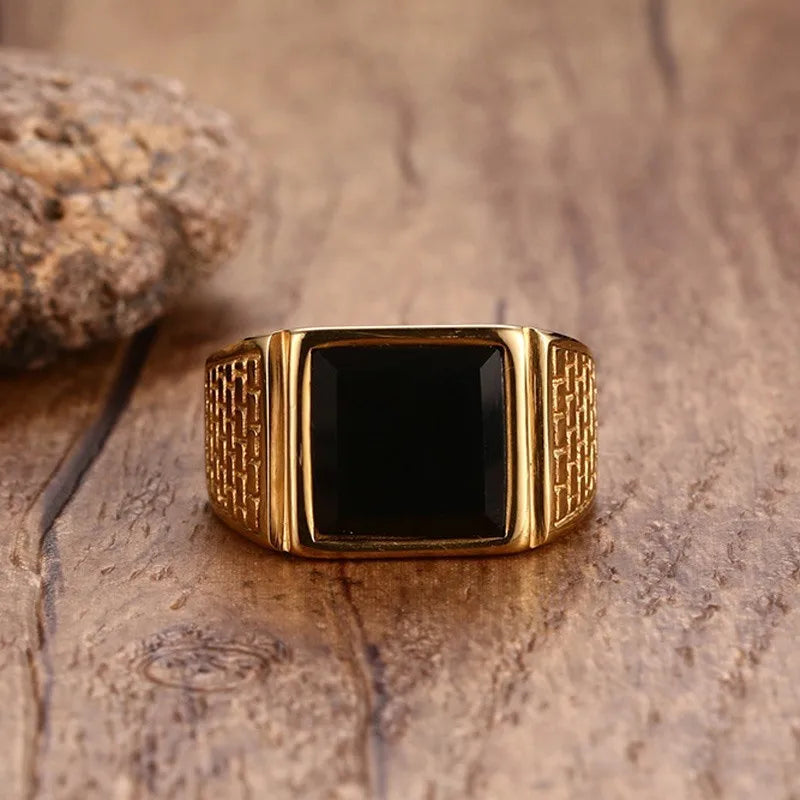 Black Agate Signet Ring