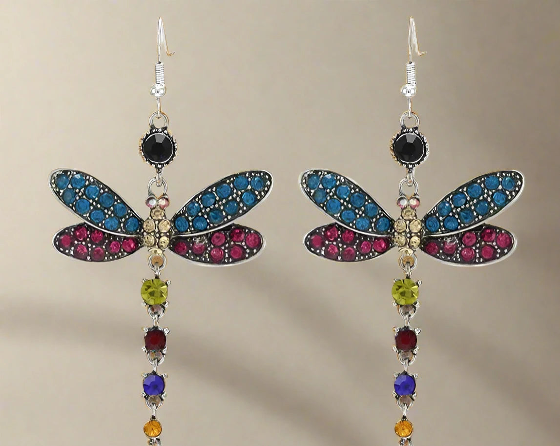 Bohemian Style Dragonfly Drop Earrings